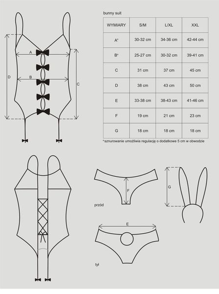 Seksowny kostium Obsessive Bunny suit, S/M (różowy) 6108 zdjęcie