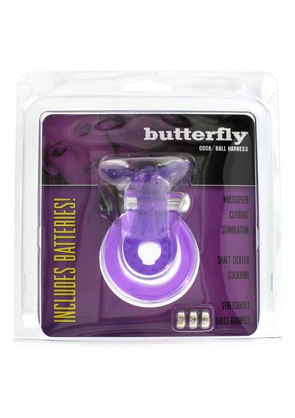 Pierścień erekcyjny z wibracją Cock & Ball Butterfly (fioletowy) 4070 zdjęcie