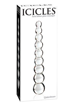 Стеклянное дилдо шариковое Icicles No.2, 21,5 см (прозрачный) 4093 фото