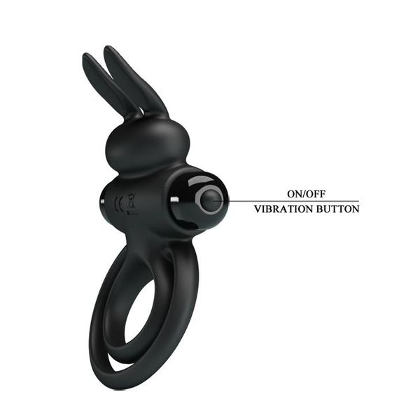Pierścień wibracyjny Pretty Love Vibro Penis Ring Bunny III, 9,7 cm (czarny) 9023 zdjęcie