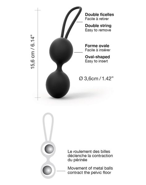 Kulki gejszy Dorcel Dual Balls, 15,6 cm (czarny) 12858 zdjęcie