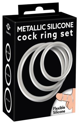 Набор эрекционных колец Metallic Cock Ring Set, 3 шт (серебристый) 10039 фото