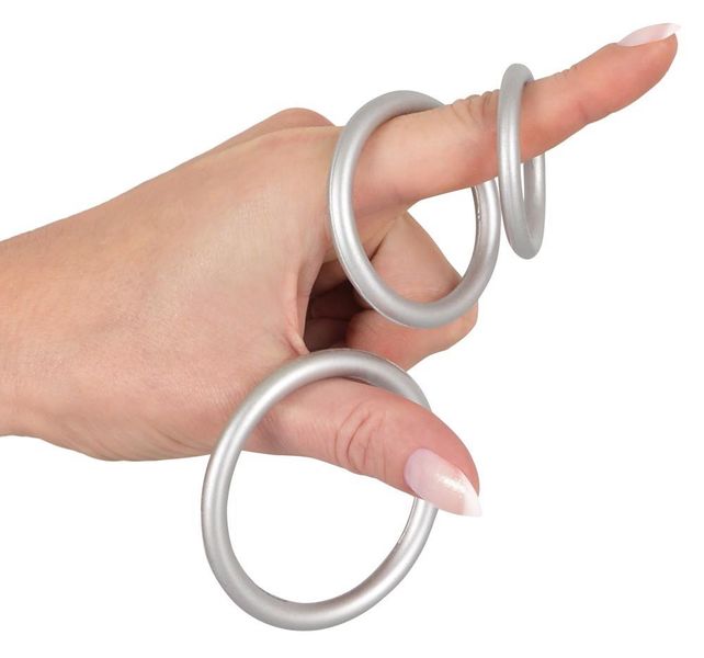 Zestaw pierścieni erekcyjnych Metallic Cock Ring Set, 3 sztuki (srebro) 10039 zdjęcie