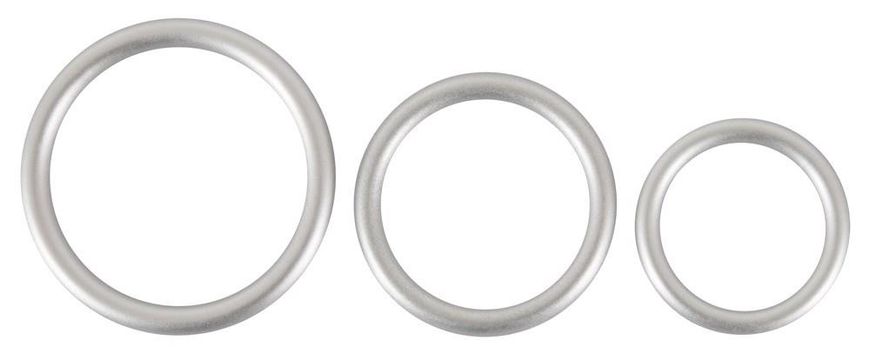 Zestaw pierścieni erekcyjnych Metallic Cock Ring Set, 3 sztuki (srebro) 10039 zdjęcie