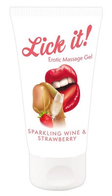 Lubrykant oralny Orion Lick It! Sparkling Wine and Strawberry na bazie wody, 50 ml 10839 zdjęcie