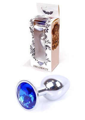 Korek analny Boss Jewellery Silver Plug Dark, 7cm (niebieski) 7952 zdjęcie