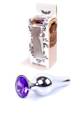 Korek analny z kryształkiem Jewellery Silver Butt Plug, 9,3 cm (fioletowy) 7999 zdjęcie