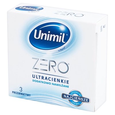 Prezerwatywy Unimil Zero Ultracienkie dodatkowo nawilżane 3 szt 13215 zdjęcie