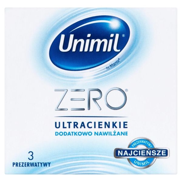 Prezerwatywy Unimil Zero Ultracienkie dodatkowo nawilżane 3 szt 13215 zdjęcie