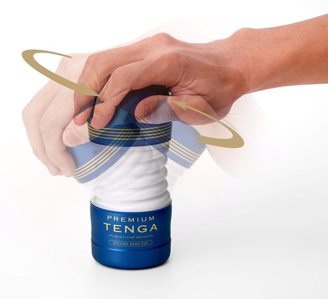 Masturbator męski Tenga Premium Rolling Head Cup, 15 cm (niebieski) 11342 zdjęcie