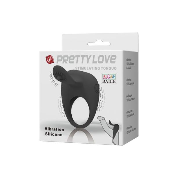 Pierścień erekcyjny Pretty Love Stimulating Tonguo, 5 cm (czarny) 7756 zdjęcie