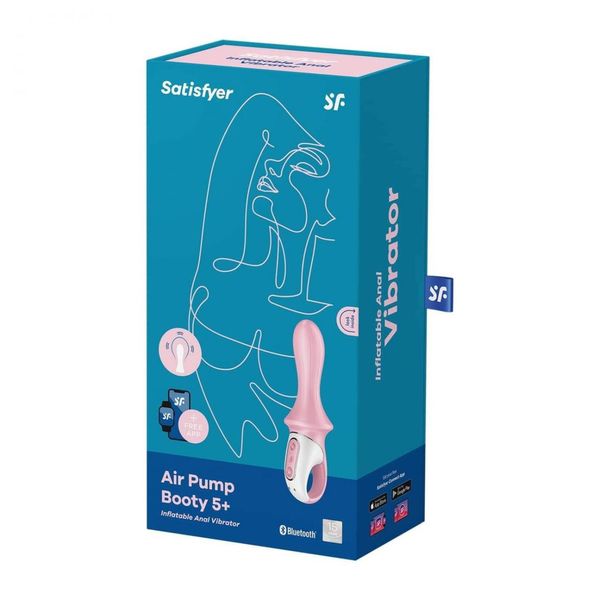 Надувний анальний вібратор Satisfyer Air Pump Booty 5+, 19 см (рожевий) 17344 фото