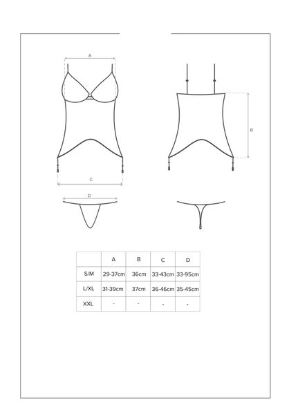Gorset i stringi Obsessive Contica, S/M (czarny) 18097 zdjęcie