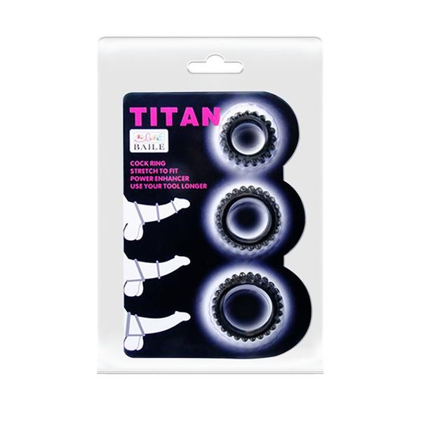 Набор эрекционных колец Baile Titan Cock Ring Set, 3 шт( чёрный ) 11159 фото