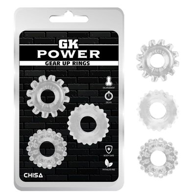 Zestaw pierścieni erekcyjnych GK Power Gear Up Rings Clear, 3 sztuki (przezroczyste) 13419 zdjęcie