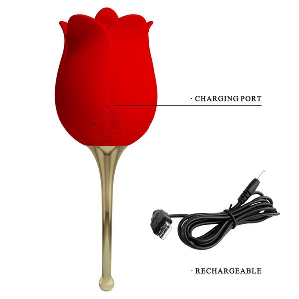 Stymulator łechtaczki Pretty Love Rose Lover Licking Stimulator, 14,2 cm (czerwony) 14934 zdjęcie