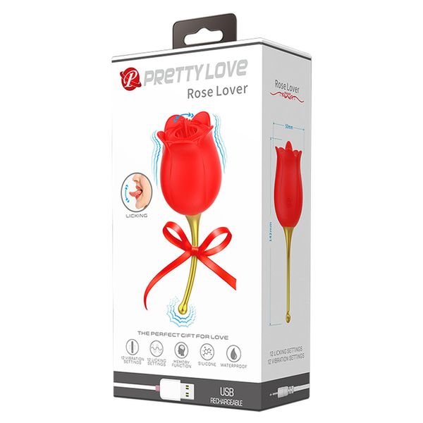 Клиторальный стимулятор Pretty Love Rose Lover Licking Stimulator, 14,2 см (красный) 14934 фото