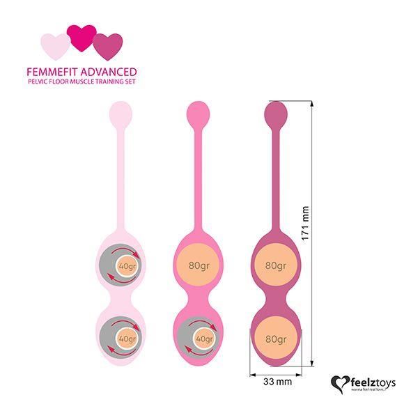 Kulki gejszy FeelzToys FemmeFit Advanced Set, 3 sztuki (różowy) 12561 zdjęcie