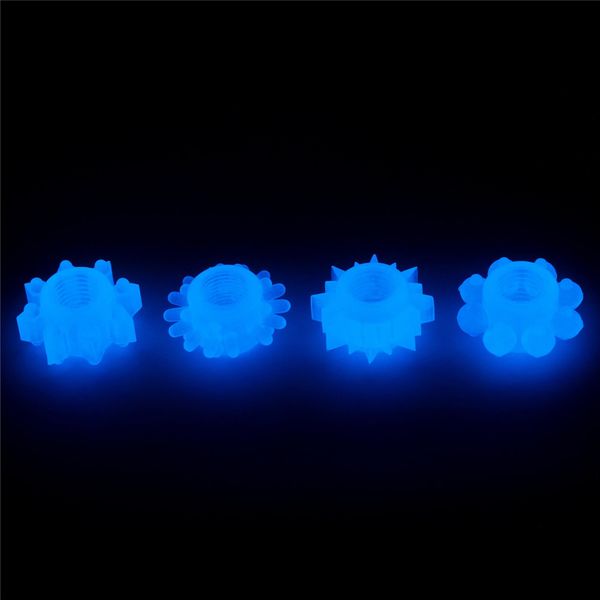 Набор эрекционных колец Lumino Play Penis Ring, 4 шт (голубой) 14690 фото