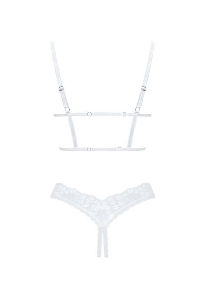 Комплект эротического белья с открытой грудью и промежностью Obsessive Heavenlly XS/S (белый) 16851 фото