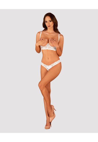 Комплект эротического белья с открытой грудью и промежностью Obsessive Heavenlly XS/S (белый) 16851 фото