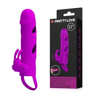 Nakładka na penisa Pretty Love Vibrating Penis Sleeve, 14 cm (fioletowy) 7739 zdjęcie