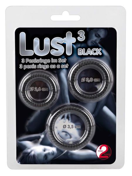 Набор эрекционных колец Lust 3 Black, 3 шт (черный) 5159 фото