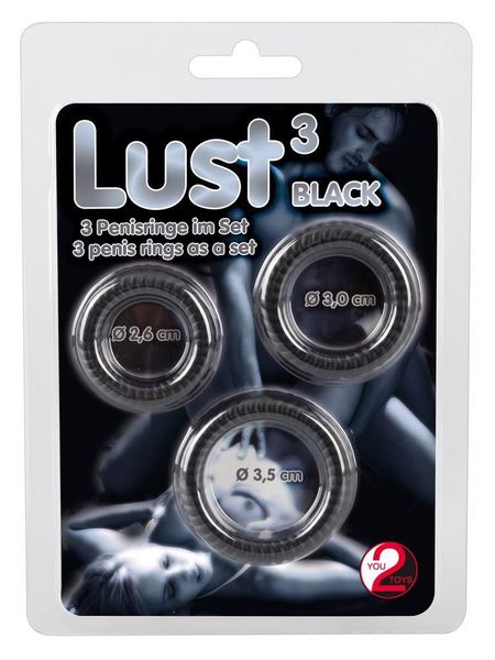 Zestaw pierścieni erekcyjnych Lust 3 Black, 3 sztuki (czarny) 5159 zdjęcie