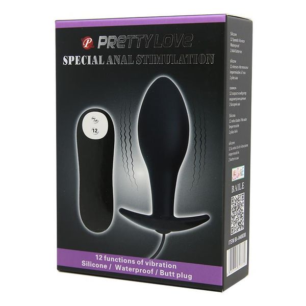 Korek analny Pretty Love Vibrating Butt, 7,5 cm (czarny) 7748 zdjęcie