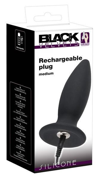 Анальна пробка Black Velvets Rechargeable Plug M, 12,5 см (черный) 7447 фото