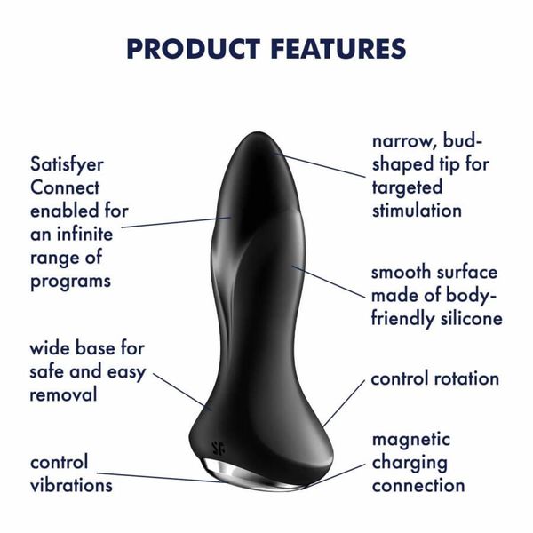 Korek analny Satisfyer Rotator Plug 1+, 12,8 cm (czarny) 13578 zdjęcie