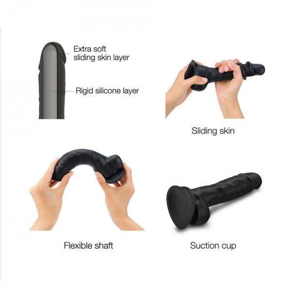 Dildo Strap-On-Me Sliding Skin Realistic S, 12,8 cm (czarny) 13741 zdjęcie