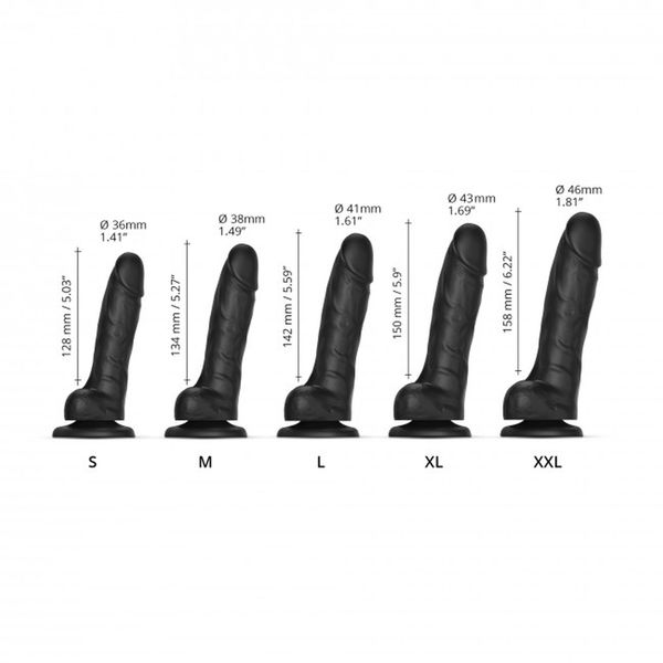 Dildo Strap-On-Me Sliding Skin Realistic S, 12,8 cm (czarny) 13741 zdjęcie