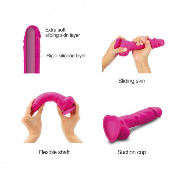 Dildo Strap-On-Me Sliding Skin Realistic М, 13,4 cm (fuksja) 13755 zdjęcie