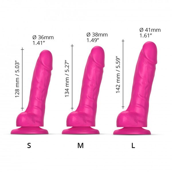 Dildo Strap-On-Me Sliding Skin Realistic М, 13,4 cm (fuksja) 13755 zdjęcie