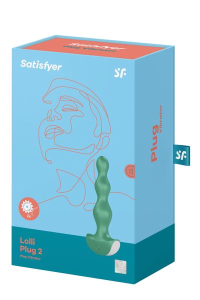 Анальная пробка с вибрацией Satisfyer Lolli Plug 2, 14 см (зеленый) 11494 фото