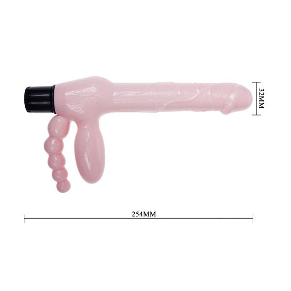 Damski strapon LyBaile Super Straples Dildo With Anal Plug, 24,8 cm (w kolorze cielistym) 21886 zdjęcie