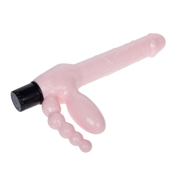 Damski strapon LyBaile Super Straples Dildo With Anal Plug, 24,8 cm (w kolorze cielistym) 21886 zdjęcie