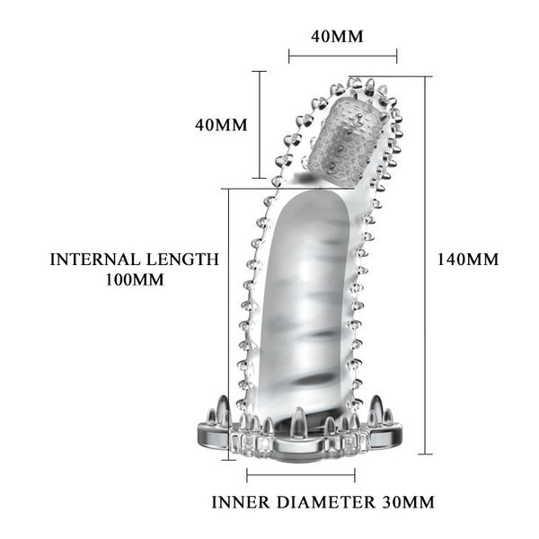 Насадка на пенис Brave Man Penis Sleeve, 14 см, (прозрачный) 9996 фото