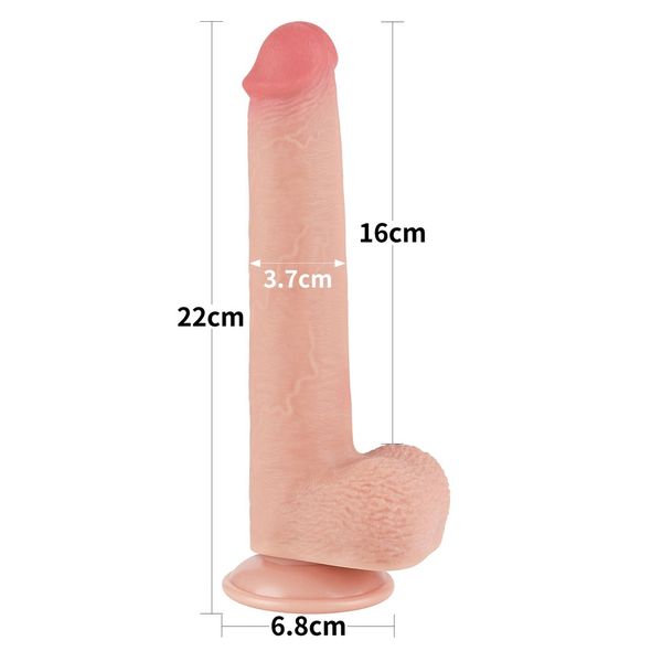 Dildo LoveToy Sliding-Skin Dual Layer Dong, 22 cm (w kolorze cielistym) 22365 zdjęcie