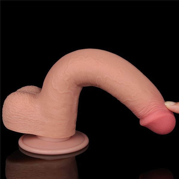 Dildo LoveToy Sliding-Skin Dual Layer Dong, 22 cm (w kolorze cielistym) 22365 zdjęcie