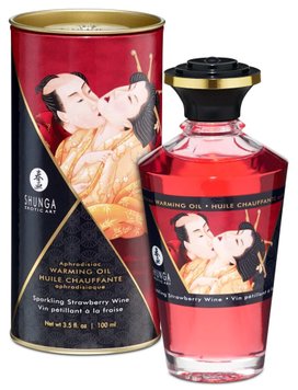 Согревающее массажное масло Shunga Aphrodisiac Warming Oil с ароматом клубники и шампанского, 100 мл 15131 фото