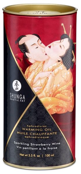 Согревающее массажное масло Shunga Aphrodisiac Warming Oil с ароматом клубники и шампанского, 100 мл 15131 фото