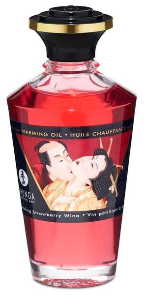 Согревающее массажное масло Shunga Aphrodisiac Warming Oil с ароматом клубники и шампанского, 100 мл 15131 фото