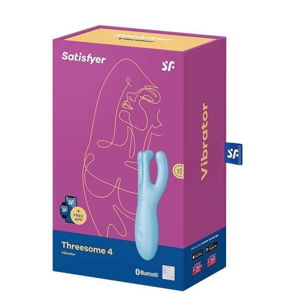 Вібратор для клітора Satisfyer Threesome 4, 14 см (блакитний) 13281 фото