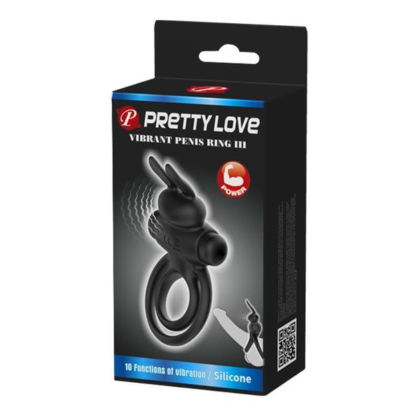 Виброкольцо Pretty Love Vibro Penis Ring Bunny III, 9,7 см (черный) 9023 фото