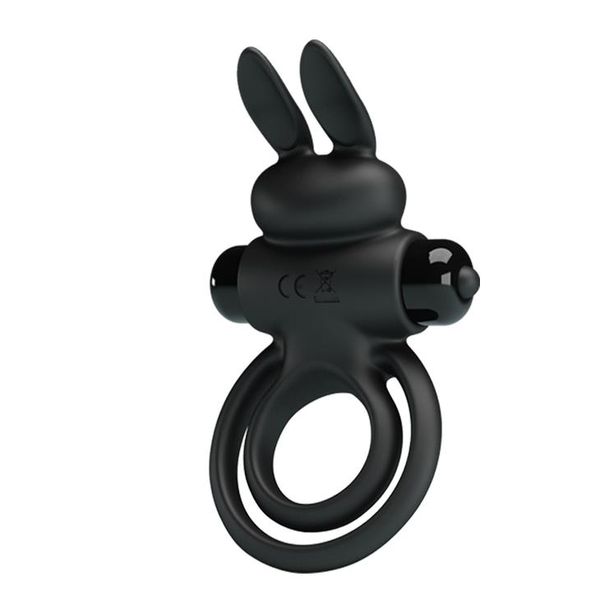 Віброкільце Pretty Love Vibro Penis Ring Bunny III, 9,7 см (чорний) 9023 фото