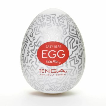 Мастурбатор-яйце Tenga Keith Haring Party Egg, 7 см (білий) 19723 фото