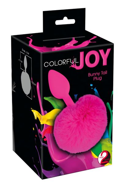 Анальная пробка с пушистым хвостом Orion Colorful Joy Bunny Tail, 13,5 см (розовый) 4943 фото