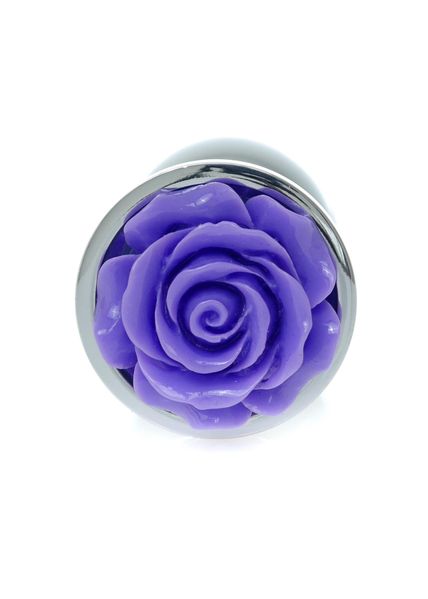 Metalowy korek analny Boss Jewellery Silver Plug Rose, 9 cm (fioletowy) 13076 zdjęcie